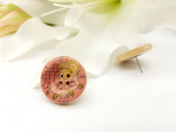 Blumen Knopf Ohrstecker Holz Button flower